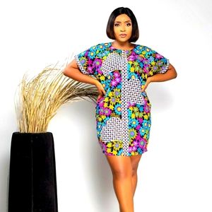 Stoned Ankara dress with pockets